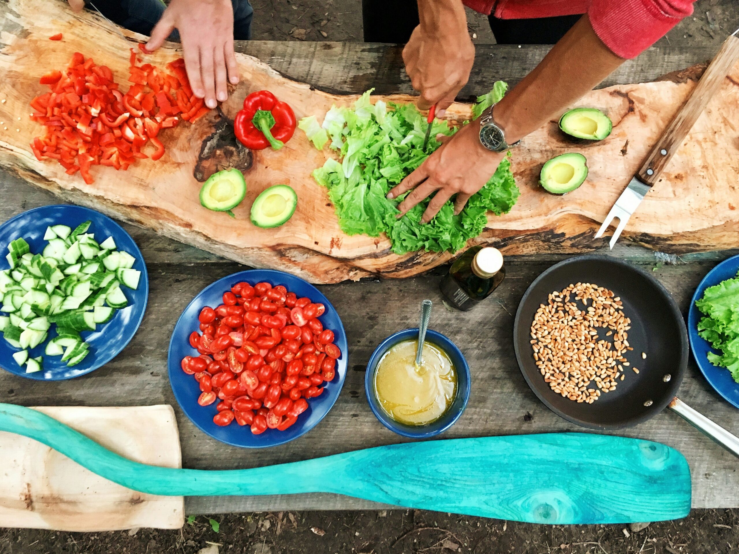 Woman preparing a calming, balanced meal, representing the connection between food and stress